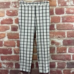 Express Columnist Ankle Pants Women's 6 White Black Windowpane Plaid Trousers